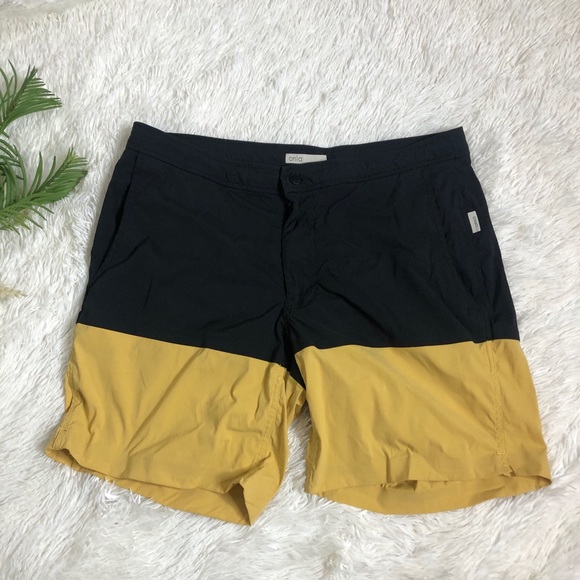 Onia Other - Onia Black & Yellow Men’s Swim Shorts Trunks sz 32